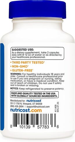Nutricost NMNH Supplement (500mg) 60 Capsules - Reduced β-Nicotinamide Mononucleotide, Vegan, GMO-Free, Gluten-Free, 30 Servings in Kuwait