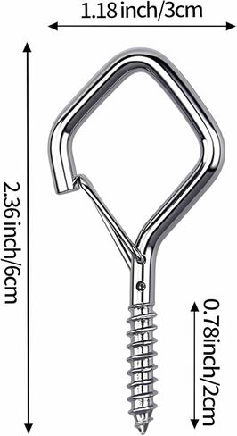 12 Pcs 304 Stainless Steel Ceiling Hooks for Hanging Plants, Wind Chimes, String Lights Decorations – Heavy Duty Screw Hooks with Safety Buckle, Ideal for Indoor and Outdoor Use in Saudi Arabia