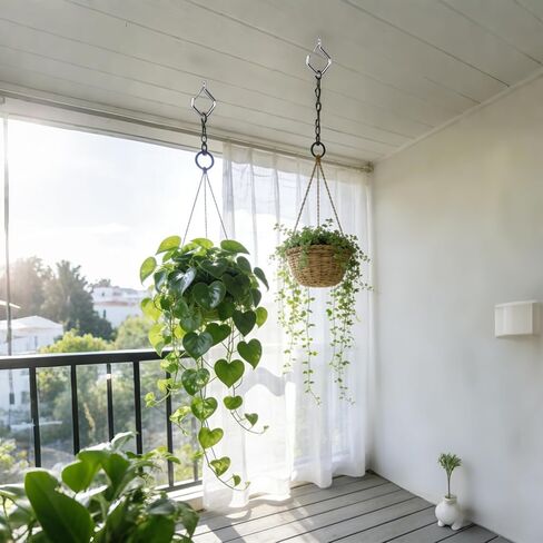 12 Pcs 304 Stainless Steel Ceiling Hooks for Hanging Plants, Wind Chimes, String Lights Decorations – Heavy Duty Screw Hooks with Safety Buckle, Ideal for Indoor and Outdoor Use in Saudi Arabia