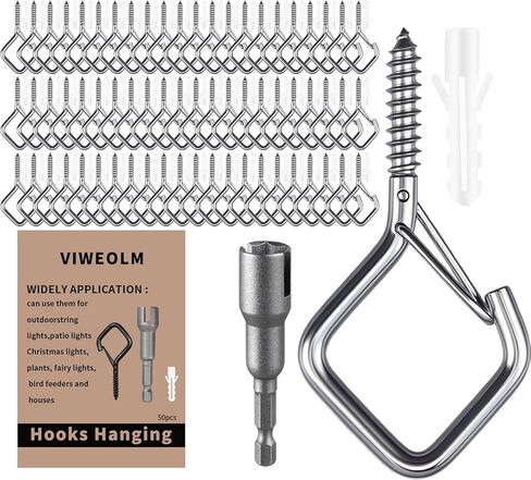 12 Pcs 304 Stainless Steel Ceiling Hooks for Hanging Plants, Wind Chimes, String Lights Decorations – Heavy Duty Screw Hooks with Safety Buckle, Ideal for Indoor and Outdoor Use in Saudi Arabia
