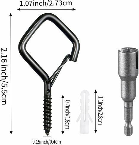Heavy Duty Eye Screw Hooks for Hanging, Ceiling Hooks for Hanging Plants & Outdoor String Lights, Screw in Hooks with Safety Lock for Indoor Outdoor Decor (Black, 36 Pcs) in Saudi Arabia