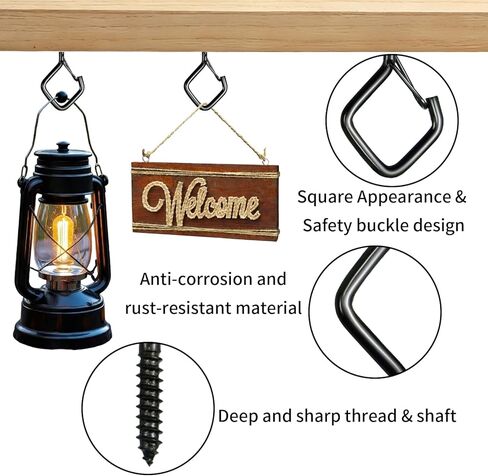 Heavy Duty Eye Screw Hooks for Hanging, Ceiling Hooks for Hanging Plants & Outdoor String Lights, Screw in Hooks with Safety Lock for Indoor Outdoor Decor (Black, 36 Pcs) in Saudi Arabia