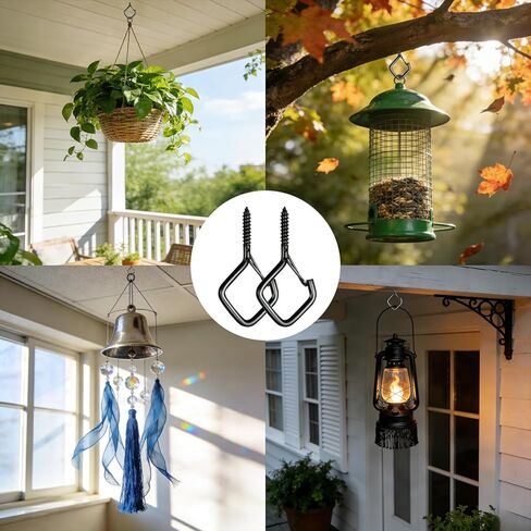 Heavy Duty Eye Screw Hooks for Hanging, Ceiling Hooks for Hanging Plants & Outdoor String Lights, Screw in Hooks with Safety Lock for Indoor Outdoor Decor (Black, 36 Pcs) in Saudi Arabia