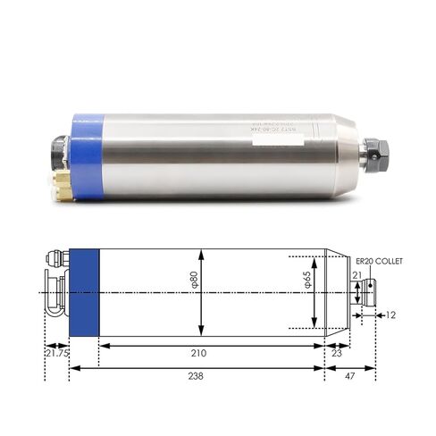 2.2kw Water-Cooled Spindle ER20 Eccentricity 0.01mm 220v Ceramic Ball Bearing in Saudi Arabia