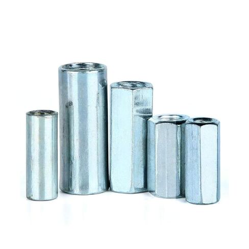 5 Pcs M12 x 1.75 x 36mm Long Rod Coupling Round Rod Nut Connector Zinc Plated Joint Nut Industrial Construction Fasteners in Saudi Arabia