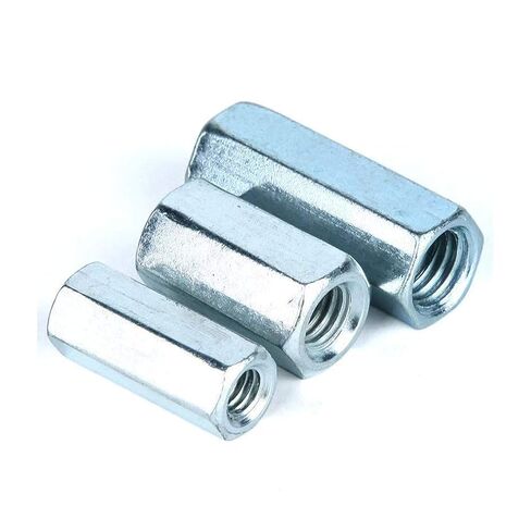5 Pcs M12 x 1.75 x 36mm Long Rod Coupling Round Rod Nut Connector Zinc Plated Joint Nut Industrial Construction Fasteners in Saudi Arabia