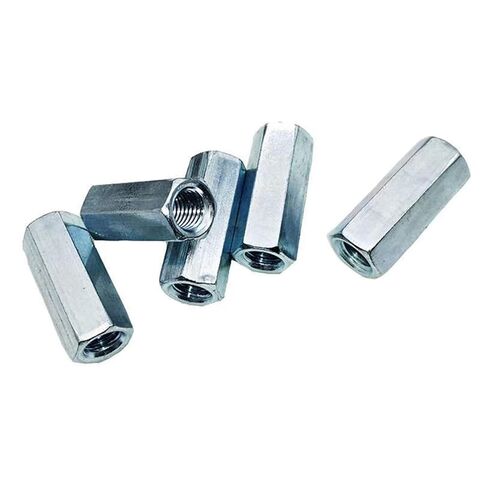 5 Pcs M12 x 1.75 x 36mm Long Rod Coupling Round Rod Nut Connector Zinc Plated Joint Nut Industrial Construction Fasteners in Saudi Arabia