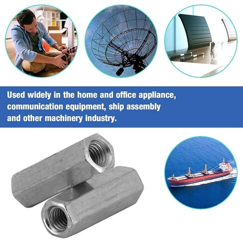 5 Pcs M12 x 1.75 x 36mm Long Rod Coupling Round Rod Nut Connector Zinc Plated Joint Nut Industrial Construction Fasteners in Saudi Arabia