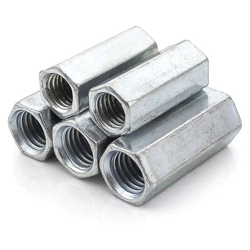5 Pcs M12 x 1.75 x 36mm Long Rod Coupling Round Rod Nut Connector Zinc Plated Joint Nut Industrial Construction Fasteners in Saudi Arabia