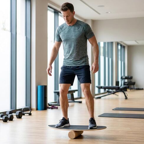 GYMAX Balance Board for Adults, 330LBS Wobble Boards with Storage Rack, Wooden Exercise Balancing Stability Trainer for Improve Balance, Surfing, Skate, Yoga, Skateboarding in Saudi Arabia