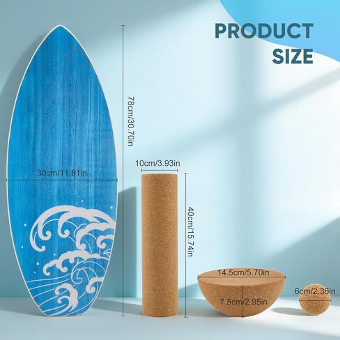 Surf Balance Board Wooden Balance Board,3 Modes Wobble Board Trainer with Roller, Exercise Balancing Stability Trainer for Improve Balance, Surf Trainer & Sports Trainer Wobble Board in Saudi Arabia