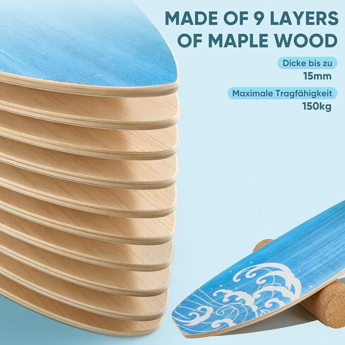 Surf Balance Board Wooden Balance Board,3 Modes Wobble Board Trainer with Roller, Exercise Balancing Stability Trainer for Improve Balance, Surf Trainer & Sports Trainer Wobble Board in Saudi Arabia