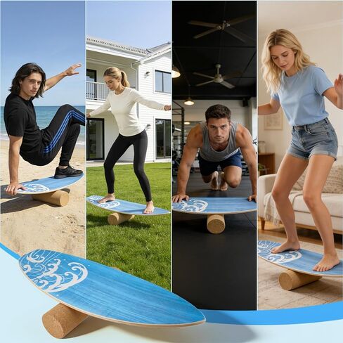 Surf Balance Board Wooden Balance Board,3 Modes Wobble Board Trainer with Roller, Exercise Balancing Stability Trainer for Improve Balance, Surf Trainer & Sports Trainer Wobble Board in Saudi Arabia