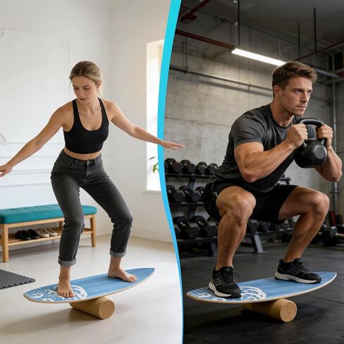 Surf Balance Board Wooden Balance Board,3 Modes Wobble Board Trainer with Roller, Exercise Balancing Stability Trainer for Improve Balance, Surf Trainer & Sports Trainer Wobble Board in Saudi Arabia