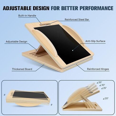 لوح خشبي مائل متعدد الاستخدامات، قابل للتحويل إلى لوح التوازن والبيلاتيس، زوايا قابلة للتعديل، يتضمن مجموعة بيلاتيس كاملة، يدعم ما يصل إلى 360 رطلاً، تمدد ربلة الساق، القرفصاء، الركبة، الكاحل، الكعب والساق in Kuwait