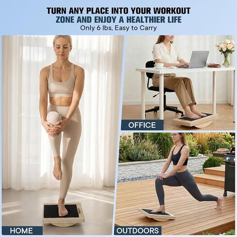 لوح خشبي مائل متعدد الاستخدامات، قابل للتحويل إلى لوح التوازن والبيلاتيس، زوايا قابلة للتعديل، يتضمن مجموعة بيلاتيس كاملة، يدعم ما يصل إلى 360 رطلاً، تمدد ربلة الساق، القرفصاء، الركبة، الكاحل، الكعب والساق in Kuwait