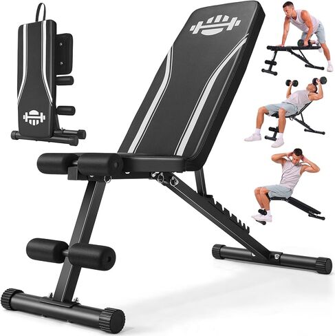 ANCHEER Basic Weight Bench for Home Gym, 660LBS Fast Foldable Workout Bench Press for Home Gym Strength Training, 8 Adjustable Backrests Incline/Flat/Decline Full Body Exercise - New Version in Saudi Arabia