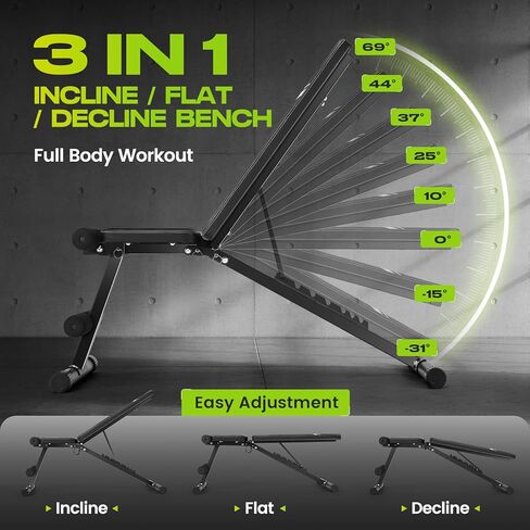 ANCHEER Basic Weight Bench for Home Gym, 660LBS Fast Foldable Workout Bench Press for Home Gym Strength Training, 8 Adjustable Backrests Incline/Flat/Decline Full Body Exercise - New Version in Saudi Arabia
