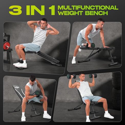 ANCHEER Basic Weight Bench for Home Gym, 660LBS Fast Foldable Workout Bench Press for Home Gym Strength Training, 8 Adjustable Backrests Incline/Flat/Decline Full Body Exercise - New Version in Saudi Arabia