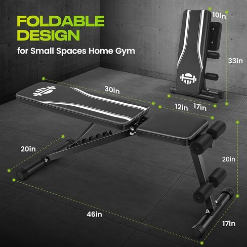 ANCHEER Basic Weight Bench for Home Gym, 660LBS Fast Foldable Workout Bench Press for Home Gym Strength Training, 8 Adjustable Backrests Incline/Flat/Decline Full Body Exercise - New Version in Saudi Arabia