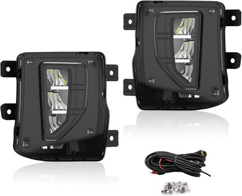 مجموعة ضباب LED Premium LED FOG FOG لـ Silverado 2019-2022 CHEVY ، مجموعة مجموعة مصابيح الضباب ذات النغمة مع DRL ووظيفة التوجيه تدفق مضادة للأصفر ، 3000K/7000K IP67 DC 12V ، 2pcs in Kuwait