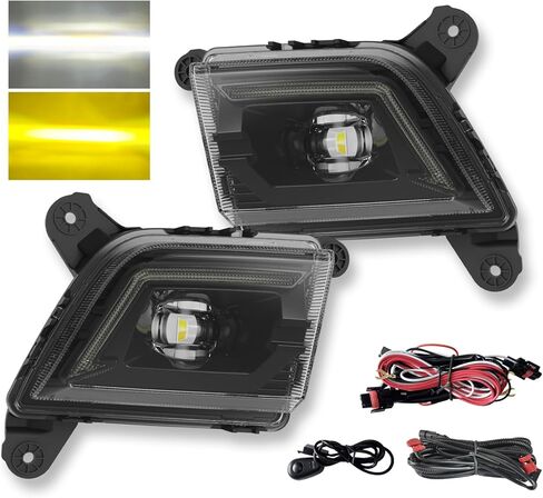 مجموعة ضباب LED Premium LED FOG FOG لـ Silverado 2019-2022 CHEVY ، مجموعة مجموعة مصابيح الضباب ذات النغمة مع DRL ووظيفة التوجيه تدفق مضادة للأصفر ، 3000K/7000K IP67 DC 12V ، 2pcs in Kuwait