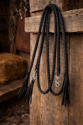 CHALLENGER Horse Horse Western Leather Round Braided Supple Roper Reins 6651 in Saudi Arabia