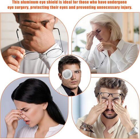 2pcs Eye Shield After Surgery, Aluminum Protective Breathable Eye Patch Cover for Adults with Extended Elastic Strap and White Cloth Covering for Sleeping and After Surgery in Saudi Arabia