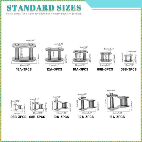 30 قطعة 5 أحجام سلسلة الأسطوانة ربط الروابط الكربون الصلب الملعب موصل رئيسي رابط قياسي ربط سبليت لينك الثقيلة الأسطوانة سلسلة ربط الروابط in Kuwait