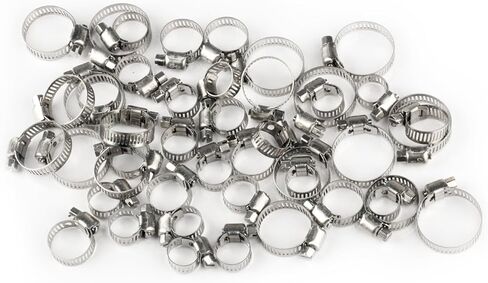 مجموعة متنوعة من 45 قطعة من مشابك الخراطيم، 1/4 بوصة - 1-1/8 بوصة (6-29 مم) مشابك خرطوم من الفولاذ المقاوم للصدأ قابلة للتعديل، مشابك أنابيب تروس دودة لخط الوقود وأنابيب السباكة للسيارات + 1 شريط معدني، 4 رأس قفل، 1 مفك براغي in Kuwait