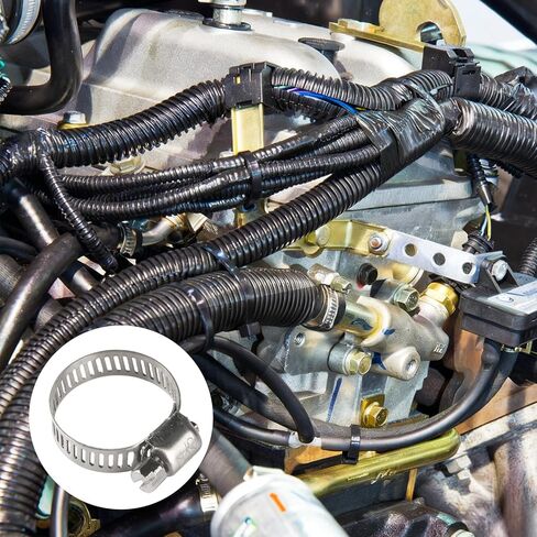 مجموعة متنوعة من 45 قطعة من مشابك الخراطيم، 1/4 بوصة - 1-1/8 بوصة (6-29 مم) مشابك خرطوم من الفولاذ المقاوم للصدأ قابلة للتعديل، مشابك أنابيب تروس دودة لخط الوقود وأنابيب السباكة للسيارات + 1 شريط معدني، 4 رأس قفل، 1 مفك براغي in Kuwait