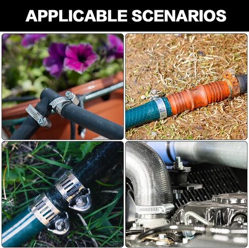 مجموعة متنوعة من 45 قطعة من مشابك الخراطيم، 1/4 بوصة - 1-1/8 بوصة (6-29 مم) مشابك خرطوم من الفولاذ المقاوم للصدأ قابلة للتعديل، مشابك أنابيب تروس دودة لخط الوقود وأنابيب السباكة للسيارات + 1 شريط معدني، 4 رأس قفل، 1 مفك براغي in Kuwait