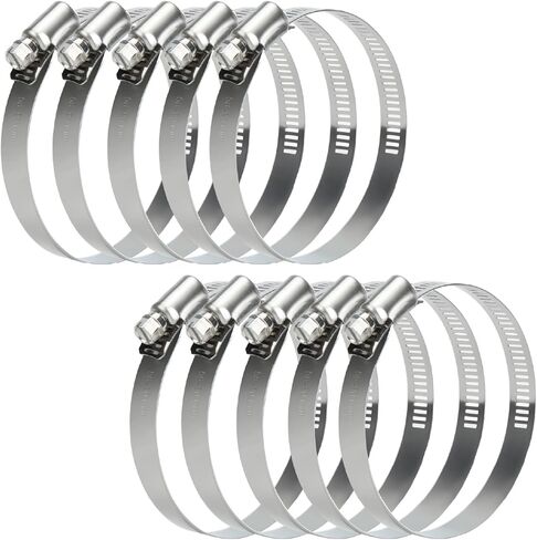 Bates- Hose Clamps, 3 Inch, 10 Pack, 304 Stainless Steel, Adjustable from 2-7/25"-3-1/2", Metal Worm Gear Hose Clamps for Air Ducting, Dryer Vent Hose, Fuel Line, Plumbing, Automotive in Saudi Arabia
