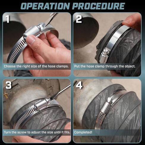 Bates- Hose Clamps, 3 Inch, 10 Pack, 304 Stainless Steel, Adjustable from 2-7/25"-3-1/2", Metal Worm Gear Hose Clamps for Air Ducting, Dryer Vent Hose, Fuel Line, Plumbing, Automotive in Saudi Arabia