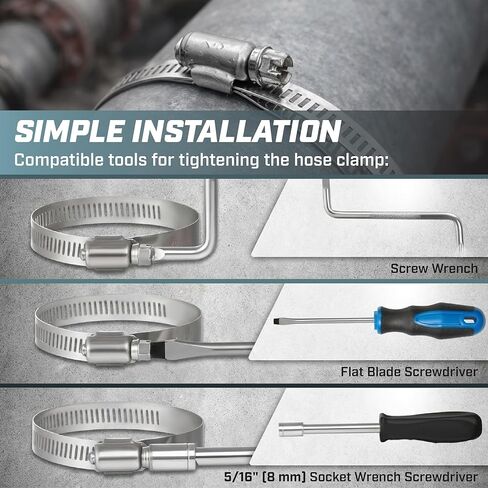 Bates- Hose Clamps, 3 Inch, 10 Pack, 304 Stainless Steel, Adjustable from 2-7/25"-3-1/2", Metal Worm Gear Hose Clamps for Air Ducting, Dryer Vent Hose, Fuel Line, Plumbing, Automotive in Saudi Arabia