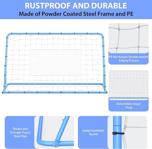 6x4 ft Soccer Rebounder, Adjustable Angle Heavy Duty Soccer Training Net with Steel Frame, Portable Football Rebounder for Solo & Team Practice,Passing & Control Training Equipment for Backyard, Field in Kuwait