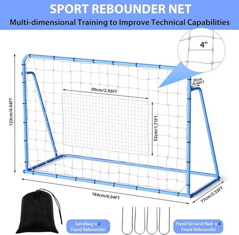 6x4 ft Soccer Rebounder, Adjustable Angle Heavy Duty Soccer Training Net with Steel Frame, Portable Football Rebounder for Solo & Team Practice,Passing & Control Training Equipment for Backyard, Field in Kuwait