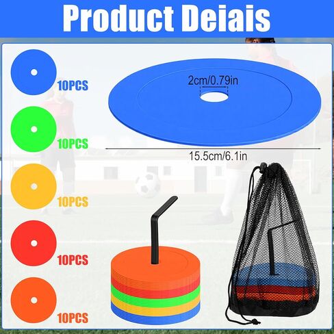 6 Inch Flat Cones, Spot Markers Non-Skid Floor Hole Soccer Cones Field Court Soccer Training Equipment Football Sports Speed Agility Practice in Saudi Arabia