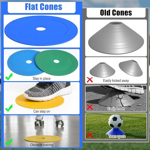 6 Inch Flat Cones, Spot Markers Non-Skid Floor Hole Soccer Cones Field Court Soccer Training Equipment Football Sports Speed Agility Practice in Saudi Arabia