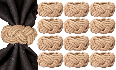 8 قطع من حلقات مناديل الجوت من ALPHA Living HOME، حامل مناديل مزخرف، أبازيم منديل لحفلات الزفاف، ديكور طاولة العشاء، الذكرى السنوية، عيد الميلاد، العشاء الرومانسي، العطلات، الاستخدام اليومي للزفاف (أبيض فاتح) in Kuwait