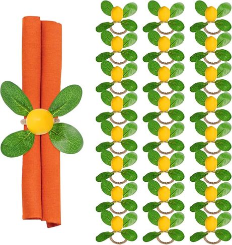 24 Pieces Lemon Napkin Rings Set, Faux Lemon Napkin Holder Ring for Summer Table Decor Wedding Birthday Thanksgiving Christmas Easter Celebrations in Saudi Arabia