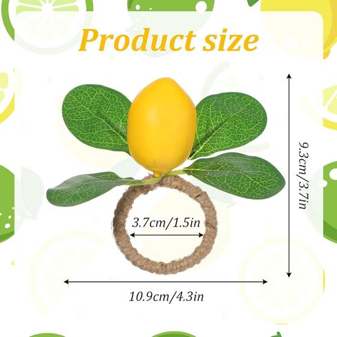 24 Pieces Lemon Napkin Rings Set, Faux Lemon Napkin Holder Ring for Summer Table Decor Wedding Birthday Thanksgiving Christmas Easter Celebrations in Saudi Arabia
