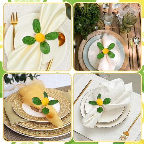 24 Pieces Lemon Napkin Rings Set, Faux Lemon Napkin Holder Ring for Summer Table Decor Wedding Birthday Thanksgiving Christmas Easter Celebrations in Saudi Arabia