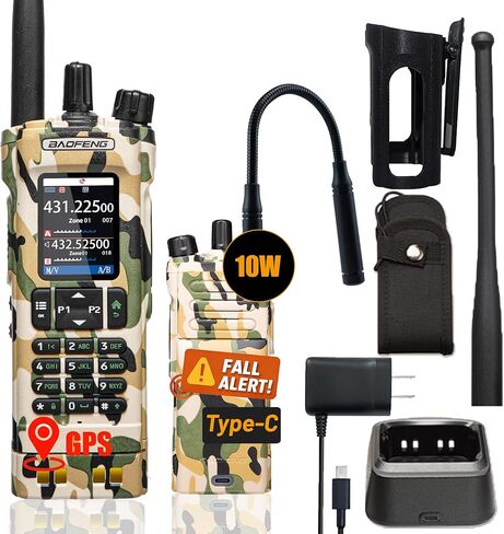 Baofeng UV32 HAM Radio ، 10W المدى طويل المدى محمول باليد Talkie ، قابلة للشحن راديو ثنائية الاتجاه مع GPS ، تنبيه الطقس NOAA ، برمجة التطبيقات ، نسخة التردد ، النطاق المزدوج VHF/UHF ، بطارية 2500 مللي أمبير في الساعة ، النوع C in Saudi Arabia