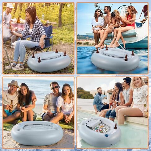 2 Pack Floating Coolers for River Inflatable Cooler 40 Qt - River Cooler Float with Lid Built in Four Cup Holder in Saudi Arabia