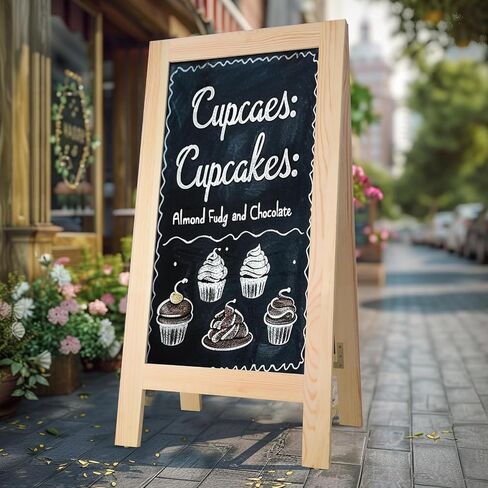 20 × 40 بوصة لوحات شطيرة خشبية علامات في الهواء الطلق ، علامة الحامل لوحة الطباشير ، على الوجهين على الوجهين علامة السبورة على الوجهين ، إطار كبير للطباشير ، علامة على الرصيف ، لوحة علامة الطباشير. (20 × 40 بوصة) in Kuwait