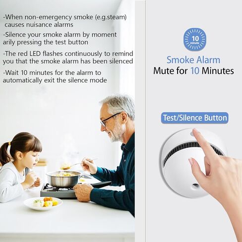 Mini Smoke Detector, Smoke Alarm & Fire Alarm Detector 10 Year Battery Operated with Photoelectric Sensor and Silence Button, Home Use (6 Pack) in Saudi Arabia