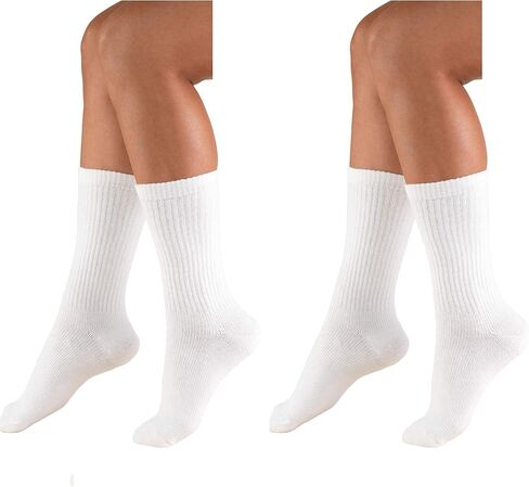 Truform Medical Compression Socks for Men and Women, 8-15 mmHg Crew Length to Mid-Calf, White, Medium (multipack) in Kuwait