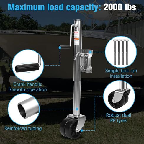 2000 Lbs Bolt-on Tongue Trailer Jacks 10 Inch Lift Marine Bolt-On Lift Roller Swivel Stand in Kuwait
