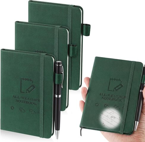 RESHOLED 3 عبوات دفتر مقاوم للماء 4 "× 6" دفتر ورقي حجري في جميع الأحوال الجيب الصغيرة الجيب A6 Steno Pads مفتح ماء Rainpad للمريخ الخشبي في الهواء الطلق (بني ، أخضر ، برتقالي) in Saudi Arabia